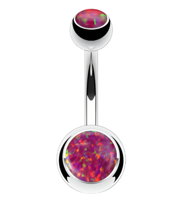 Red Opalite Stainless Steel Belly Button Ring