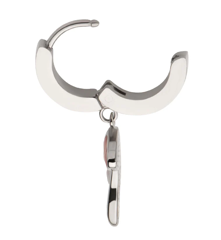 Red Spotted Mushroom Stainless Steel Hoop Huggie Earrings - Image 3