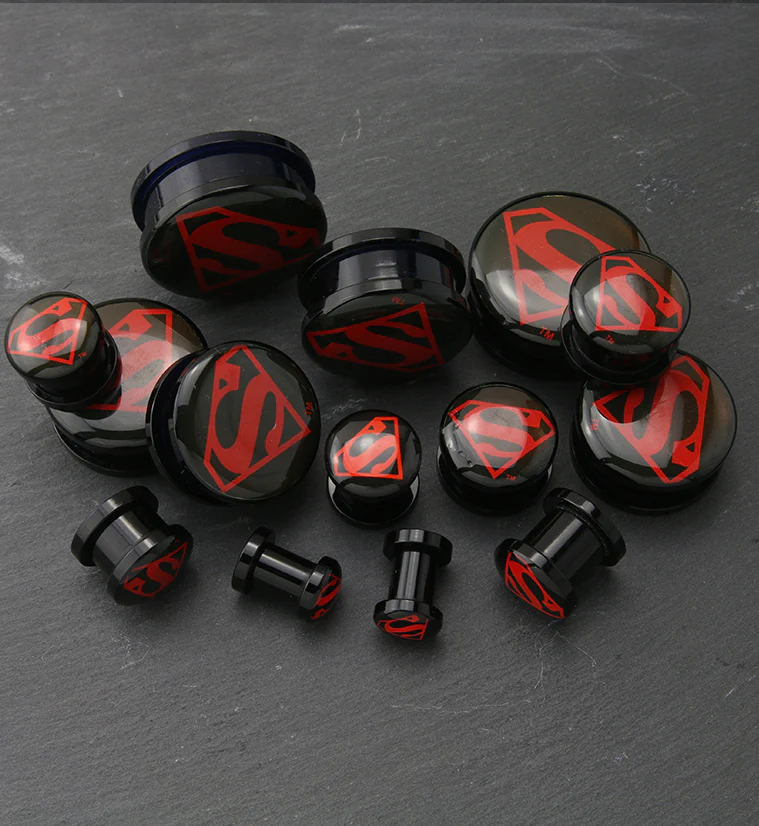 Red Superman Screw Back Plugs - Image 2