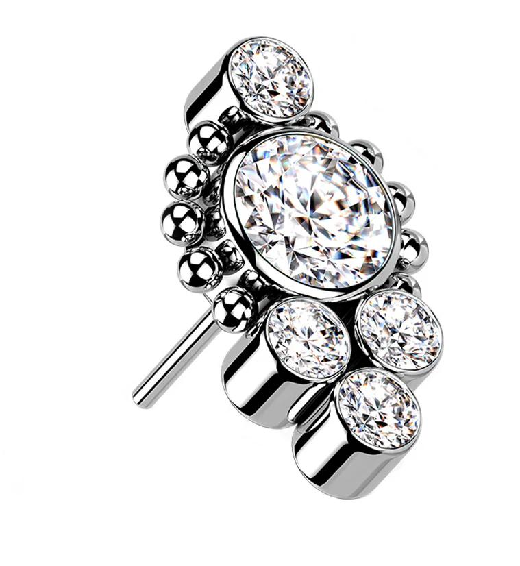 Regal Clear CZ Titanium Threadless Top