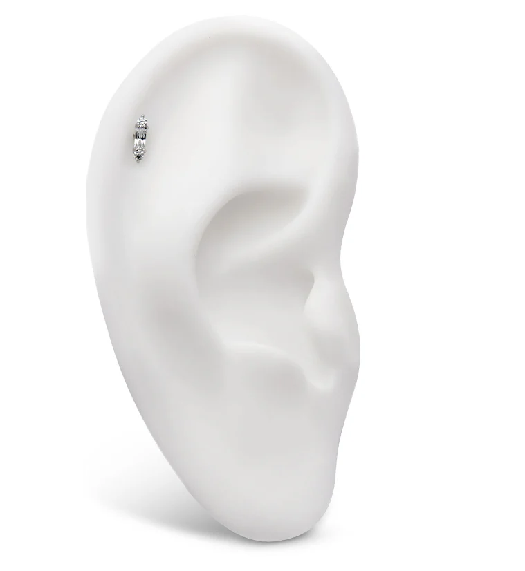 Reign Clear CZ Stainless Steel Internally Threaded Labret - Image 3