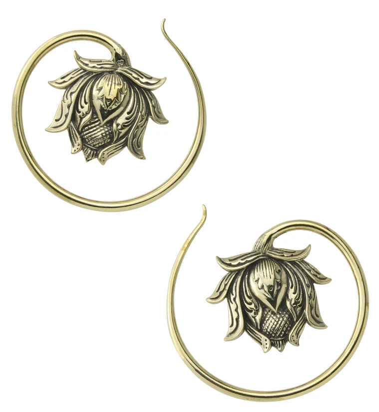 Resting Lotus Brass Ear Weights