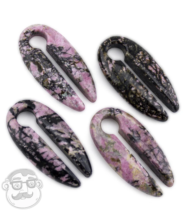Rhodonite Stone Keyhole Ear Weights - Image 3