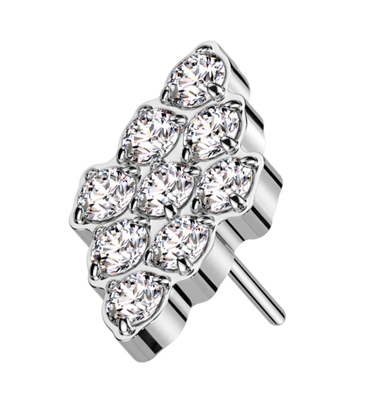 Rhombus Clear CZ Threadless Titanium Top
