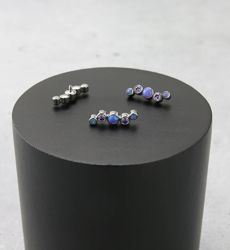 Ripple Amethyst CZ and Purple Opalite Internally Threaded Titanium Top - Image 2
