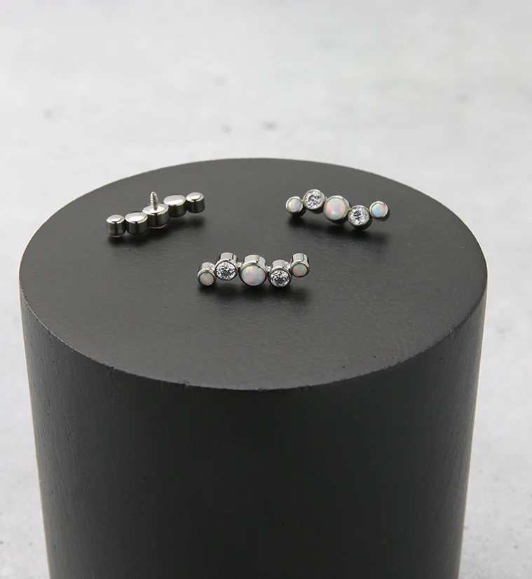 Ripple Clear CZ and White Opalite Internally Threaded Titanium Top - Image 2