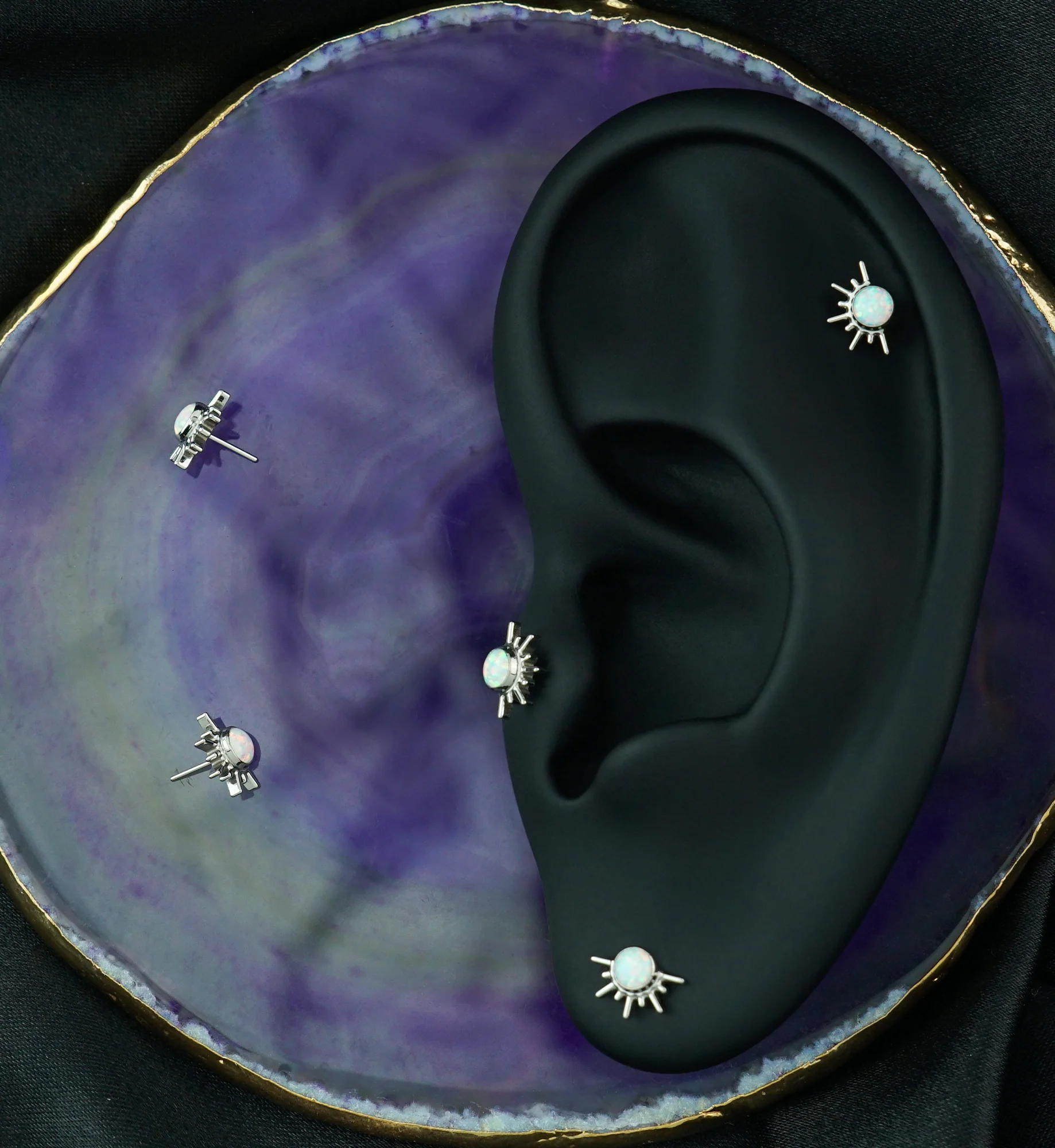 Rising Sun White Opalite Titanium Threadless Top - Image 2