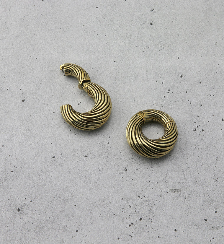 Roil Brass Hinged Ear Weights - Image 2