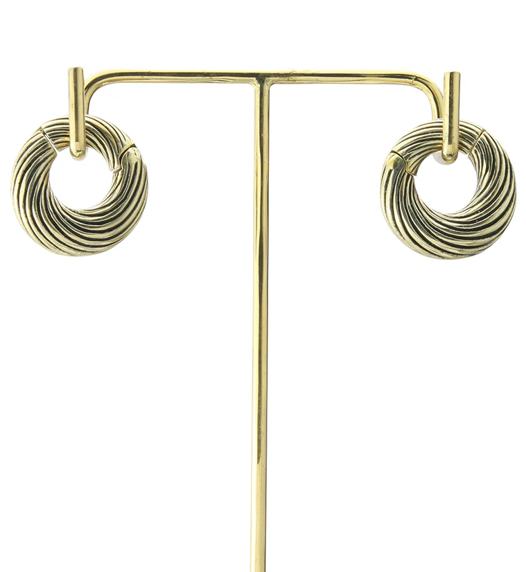 Roil Brass Hinged Ear Weights - Image 3