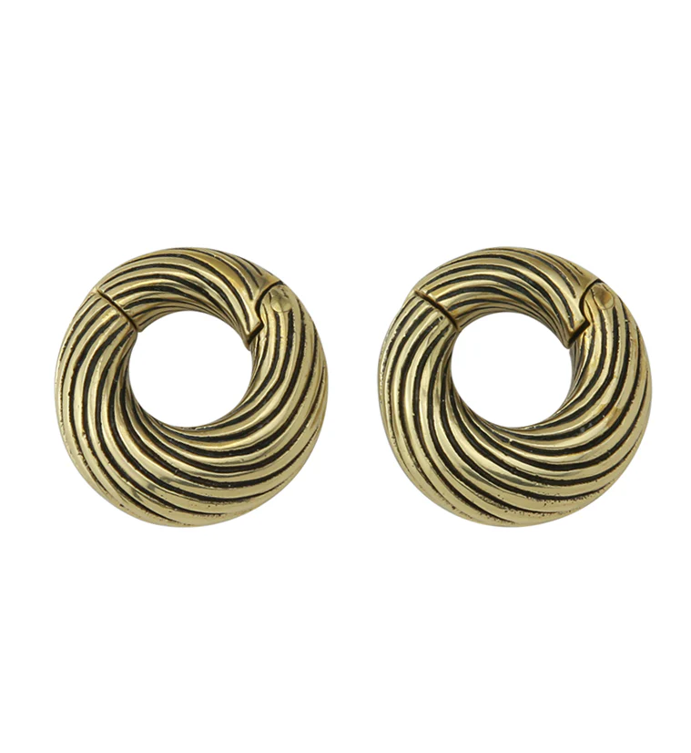 Roil Brass Hinged Ear Weights - Image 4