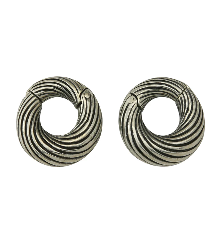 Roil White Brass Hinged Ear Weights - Image 2
