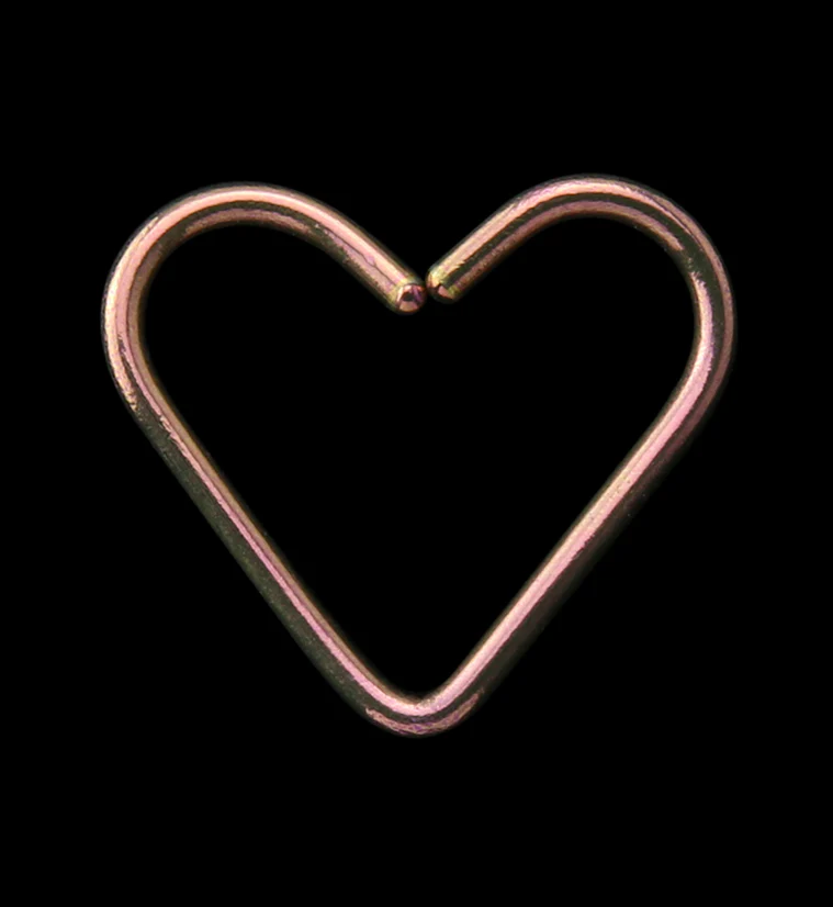 Rose Gold Anodized Heart Seamless Titanium Hoop Ring - Image 3
