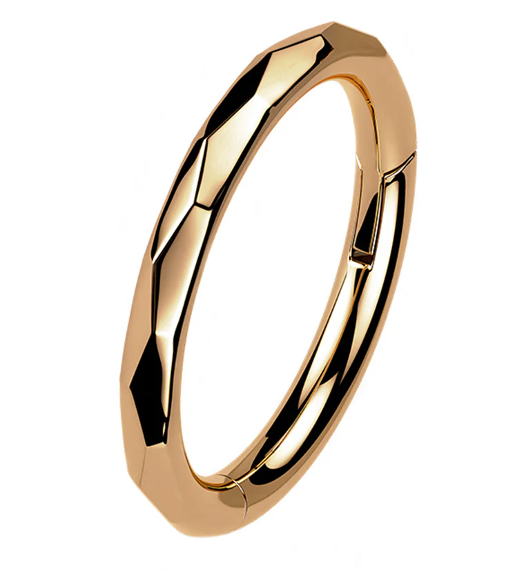 Rose Gold PVD Angled Titanium Hinged Segment Ring