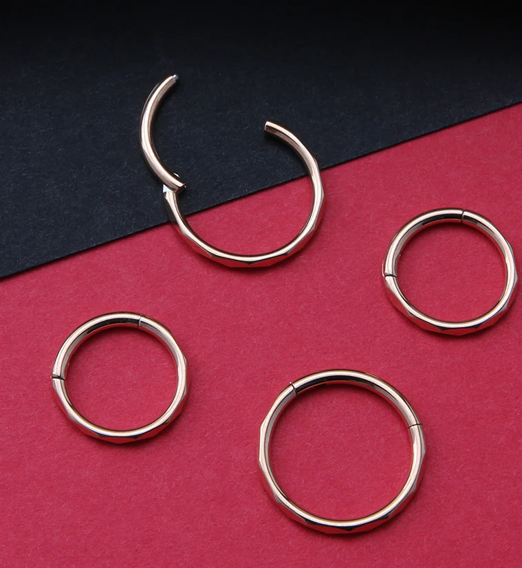 Rose Gold PVD Angled Titanium Hinged Segment Ring - Image 2