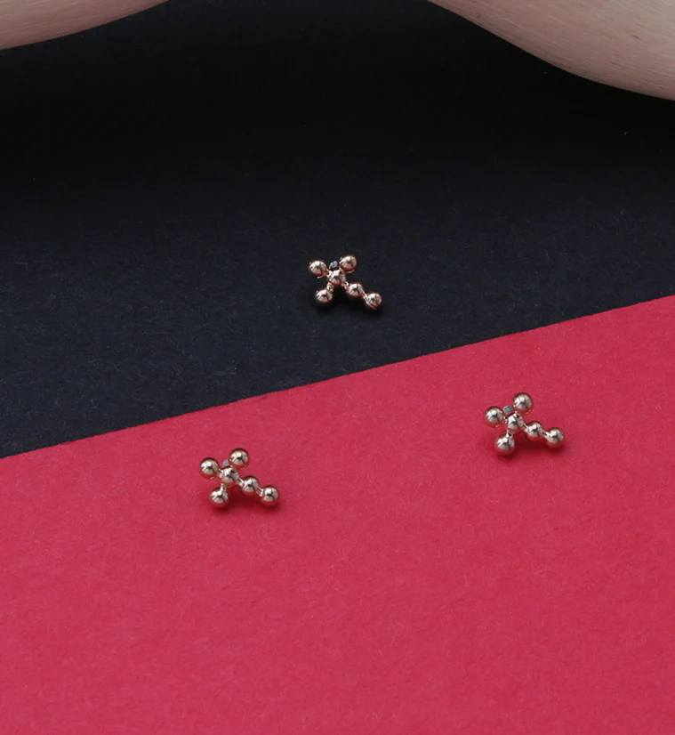 Rose Gold PVD Beaded Cross Titanium Internally Threaded Top - Image 2