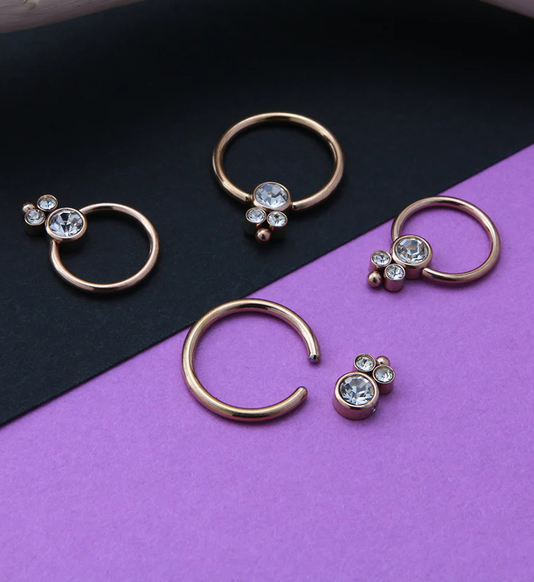 Rose Gold PVD Bevy CZ Captive Ring - Image 2