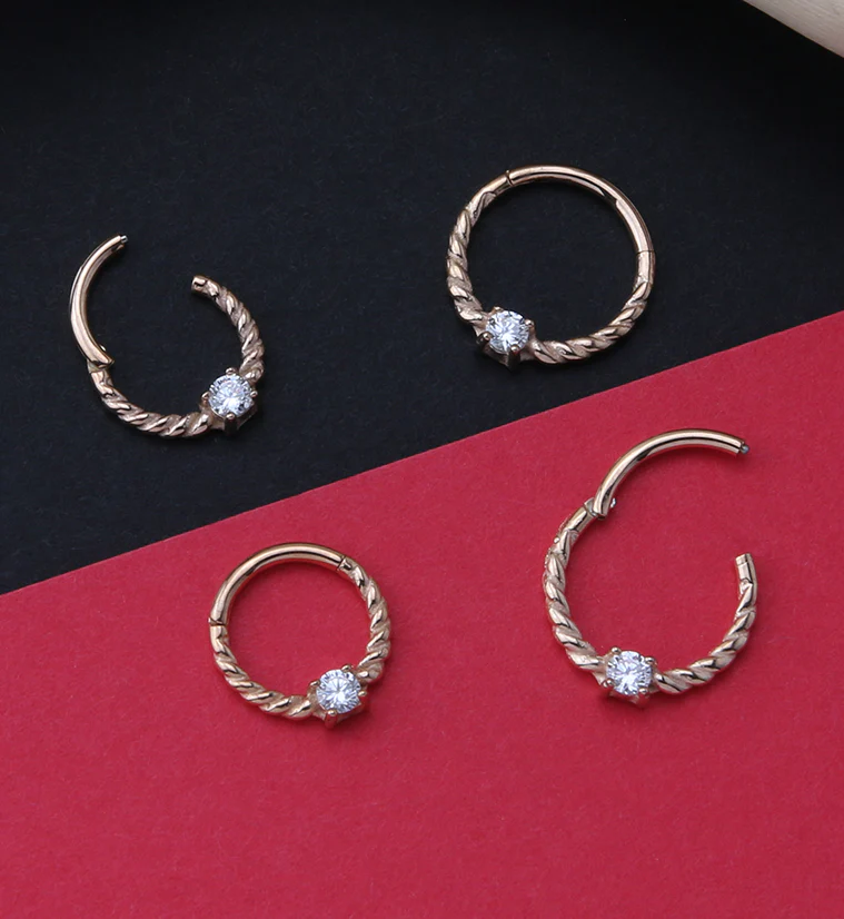 Rose Gold PVD Coil Hinged Segment Ring - Image 2