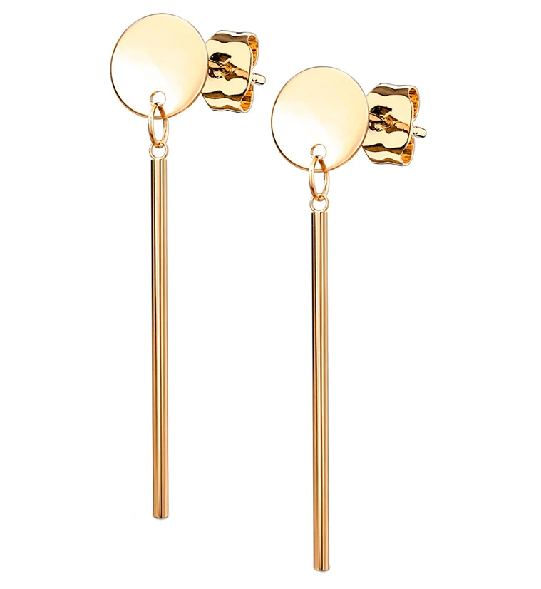 Rose Gold PVD Disk Hanging Earrings