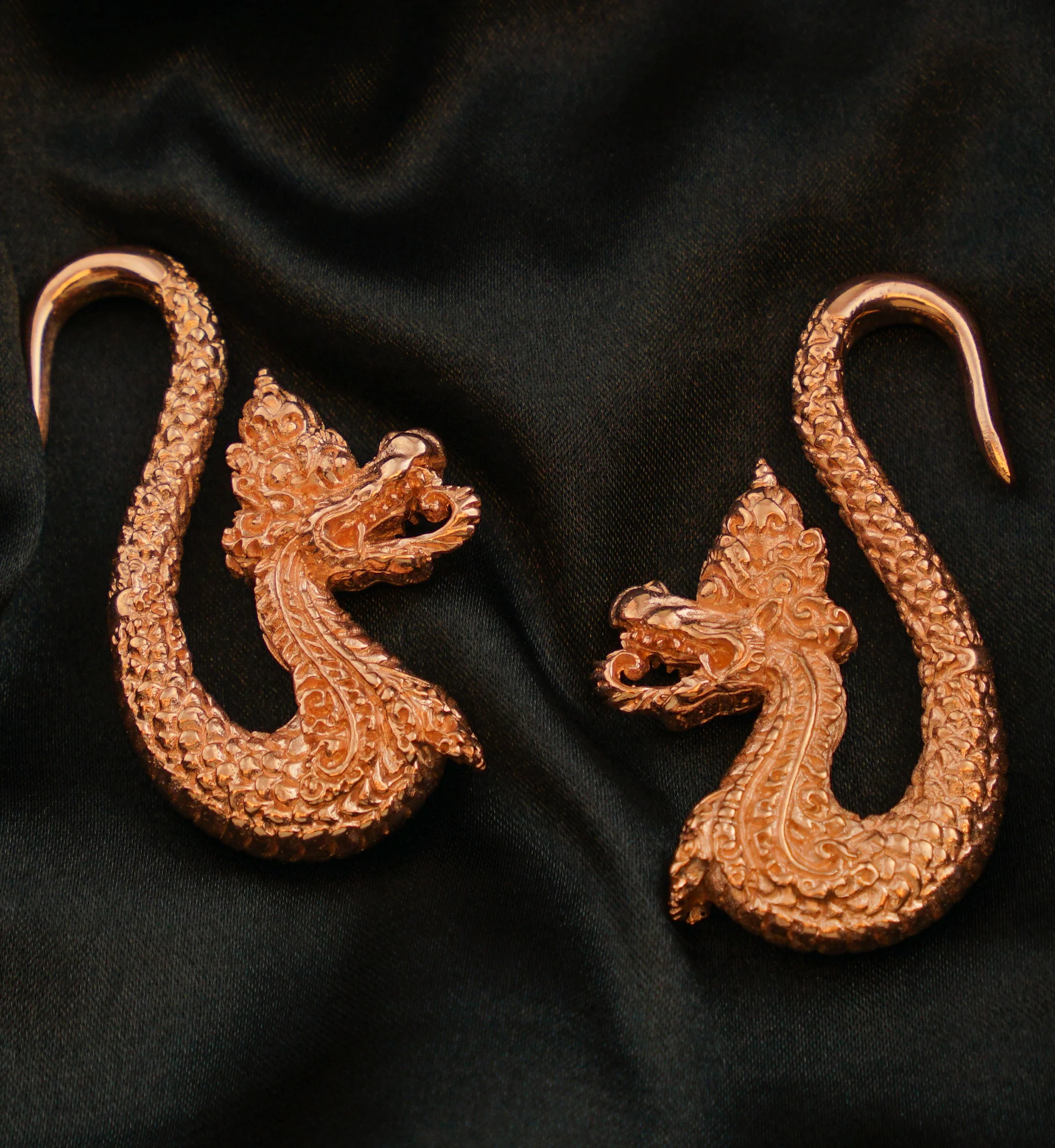Rose Gold PVD Dragon Brass Ear Weights - Image 2