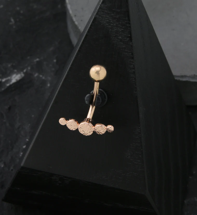Rose Gold PVD Hammered Arc Stainless Steel Belly Button Ring - Image 2