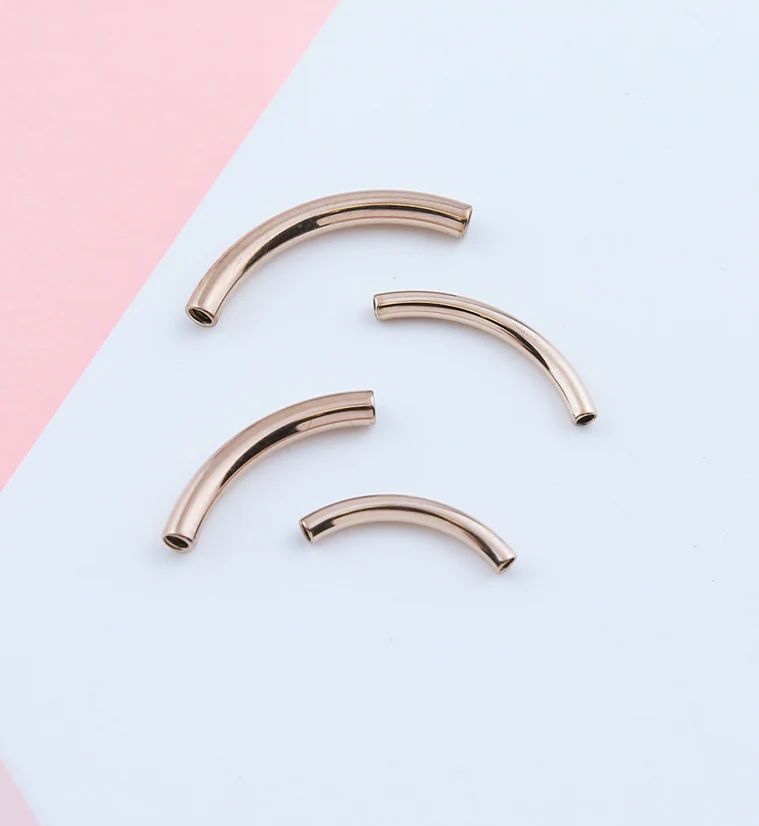 Rose Gold PVD Internally Threaded Titanium Curved Barbell - Post Only - Image 2