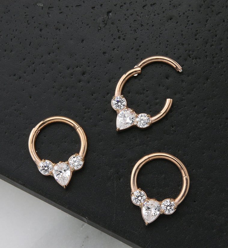 Rose Gold PVD Iota CZ Hinged Segment Ring - Image 2