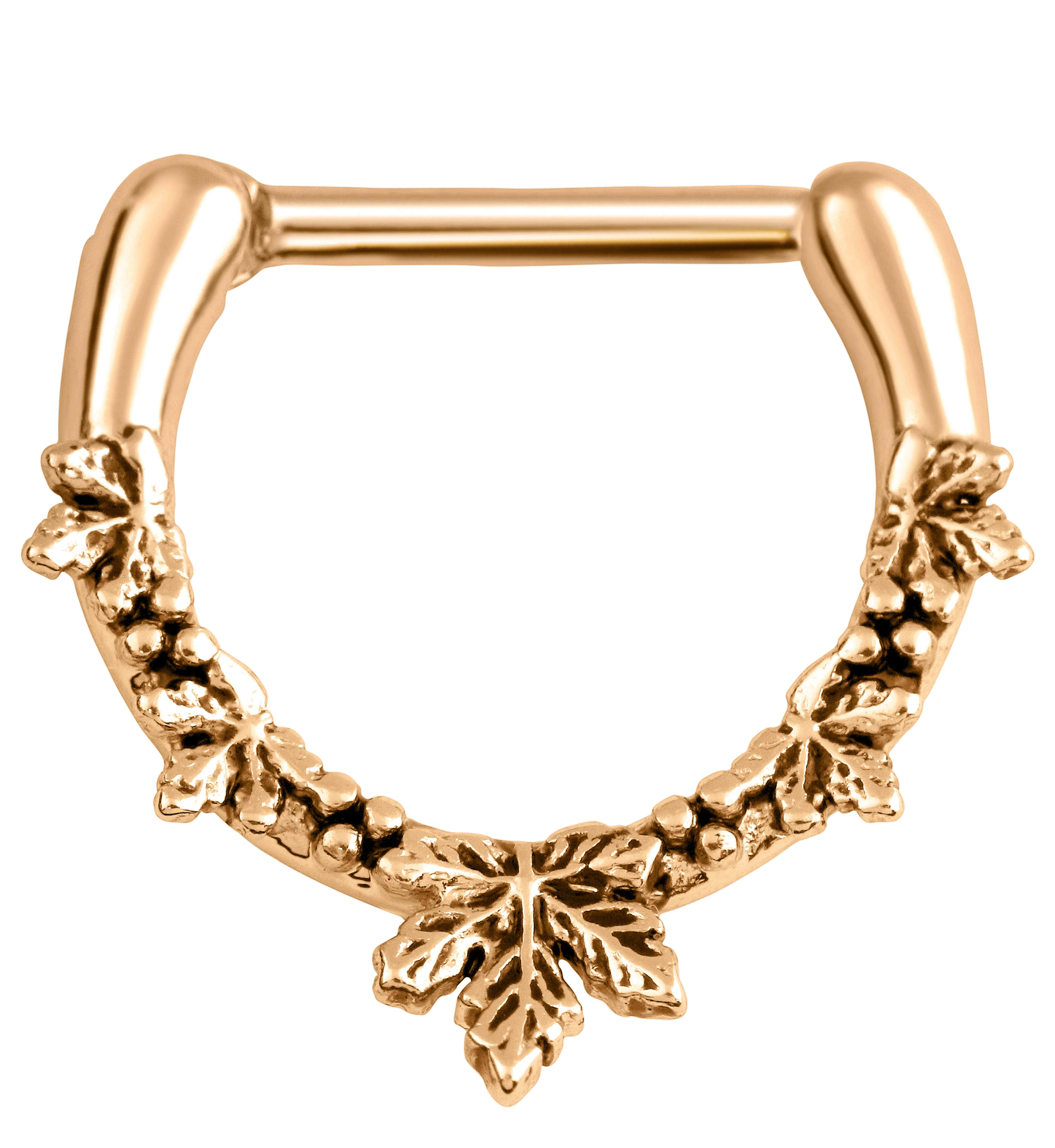 Rose Gold PVD Maple Leaf Straight Hinged Segment Ring
