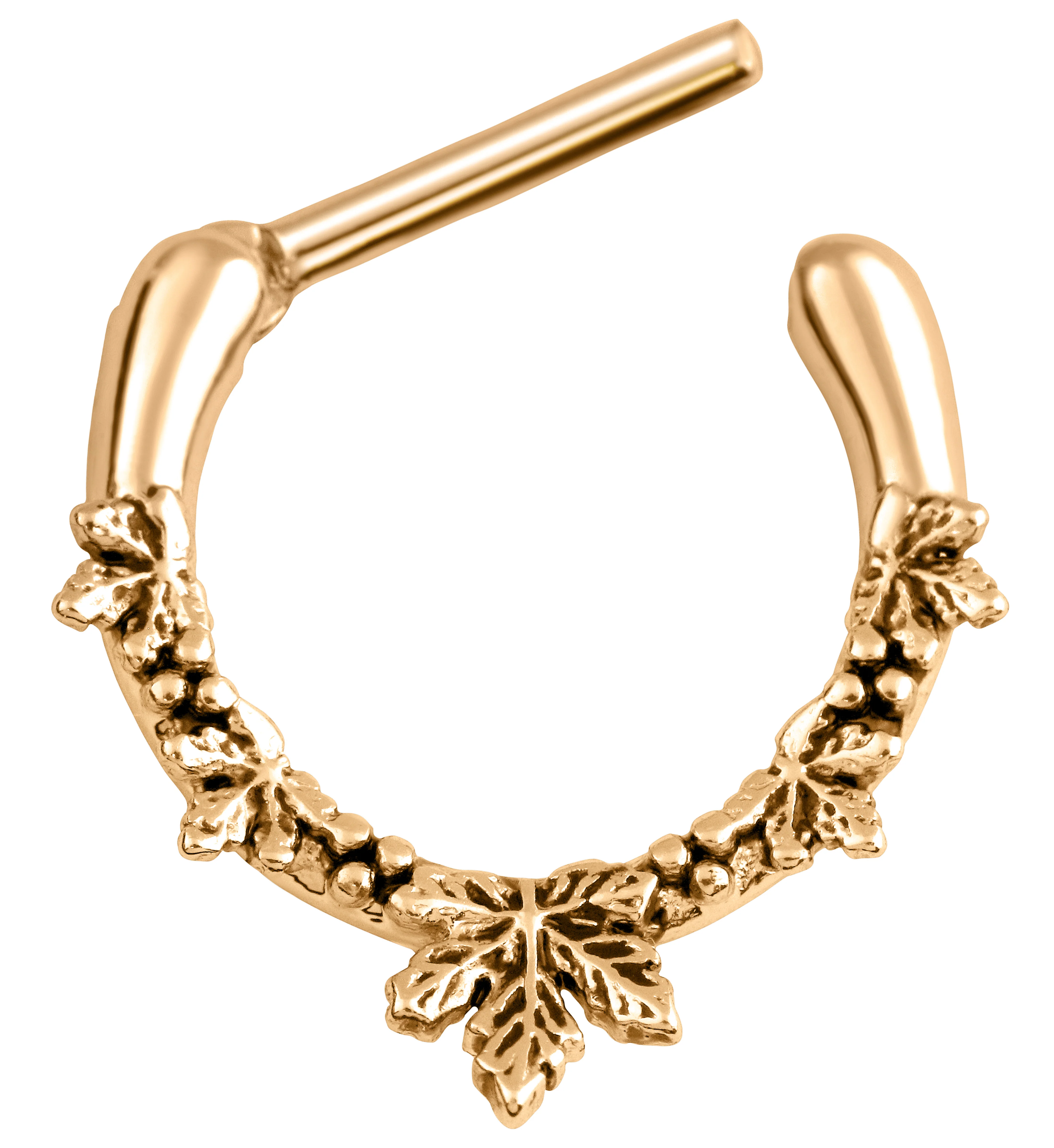 Rose Gold PVD Maple Leaf Straight Hinged Segment Ring - Image 3
