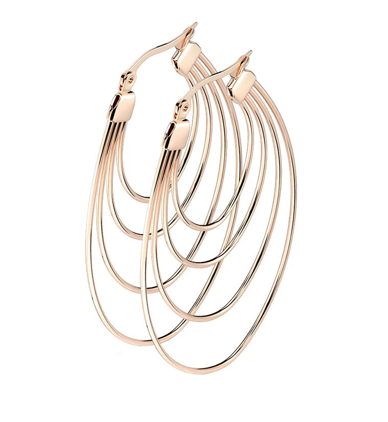 Rose Gold PVD Multi Hoop Earrings