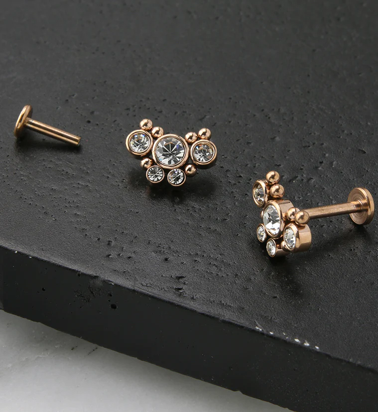 Rose Gold PVD Passel Gem Labret Post - Image 2