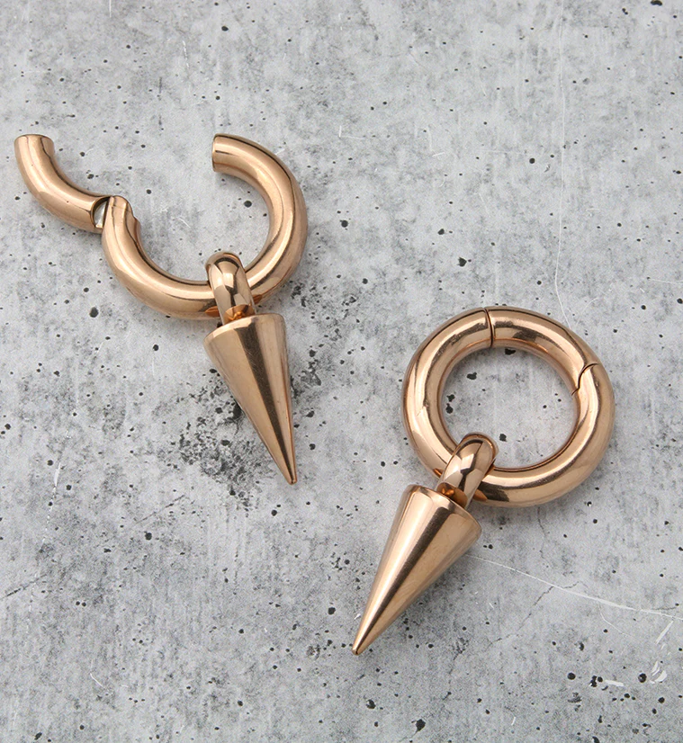 Rose Gold PVD Raceme Hinged Ear Weights - Image 2