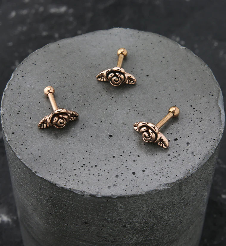 Rose Gold PVD Rose Blossom Cartilage Barbell