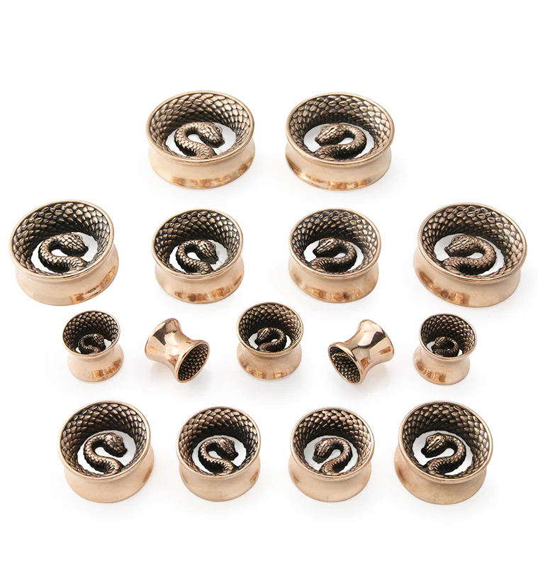 Rose Gold PVD Snake Stainless Steel Tunnels - Image 2