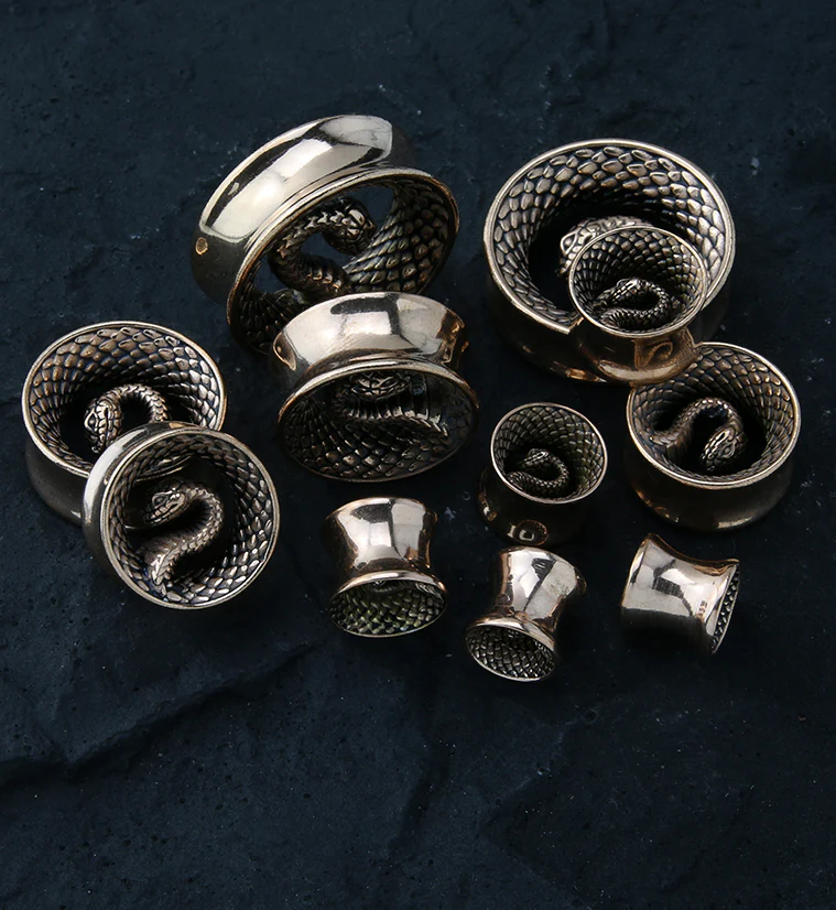 Rose Gold PVD Snake Stainless Steel Tunnels - Image 3