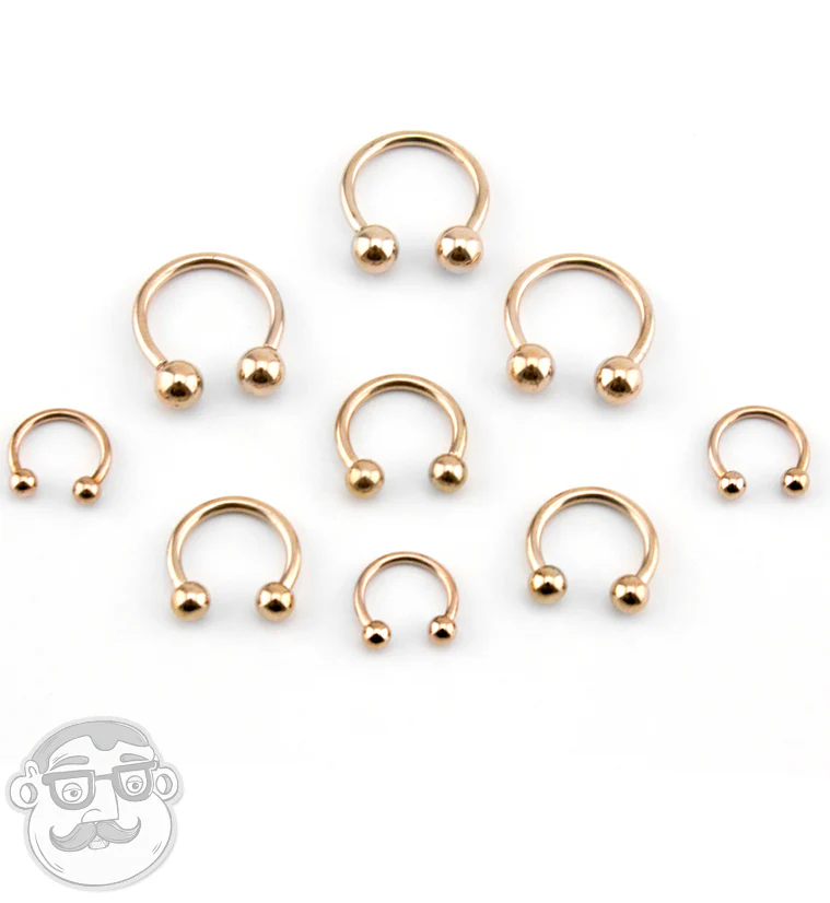 Rose Gold Circular Stainless Steel Barbell - Image 2