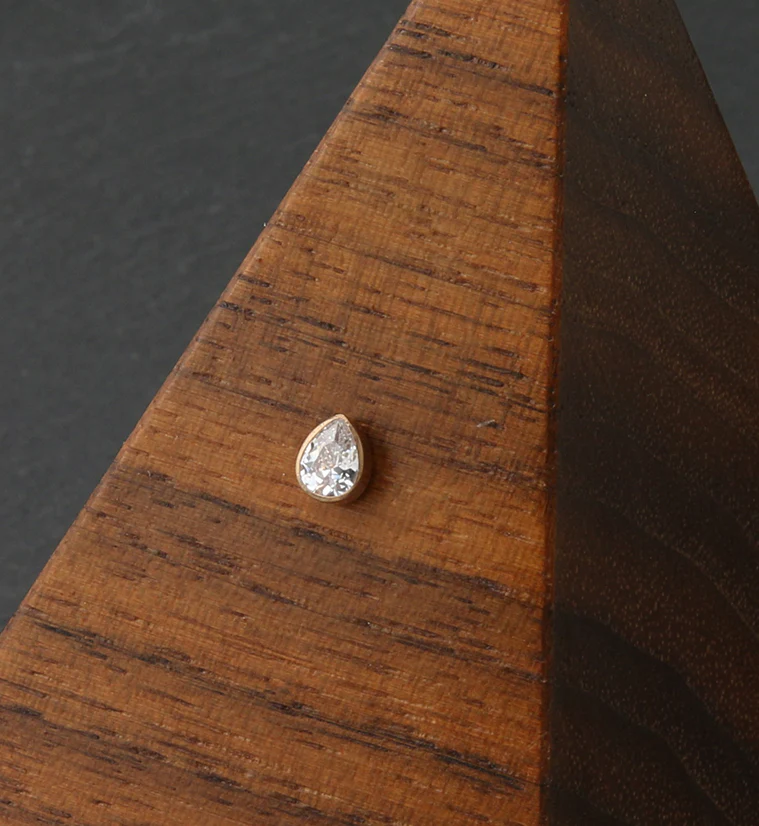 Rose Gold PVD Teardrop CZ Threadless Titanium Top - Image 2