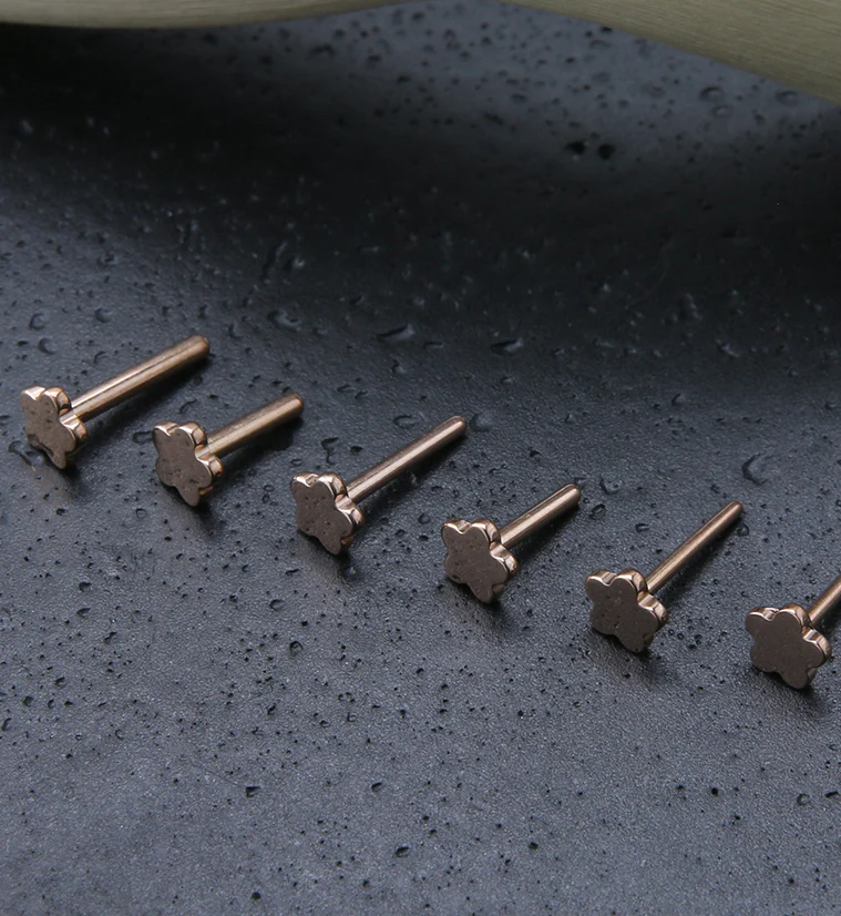Rose Gold PVD Titanium Threadless Flower Back Labret (Back Only) - Image 2