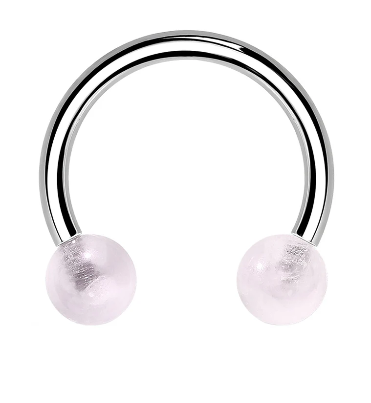 Rose Quartz Stone Circular Barbell