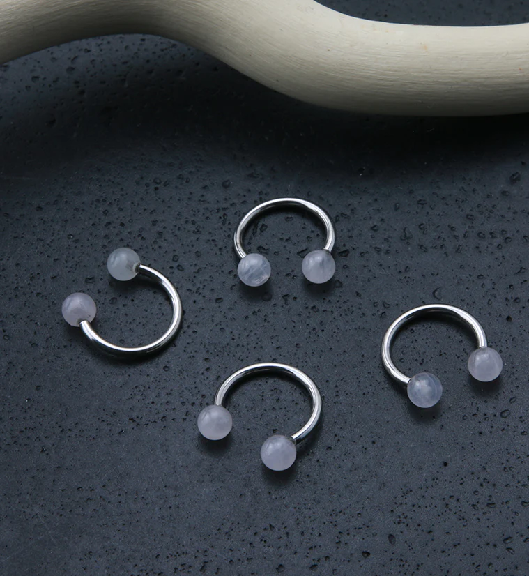 Rose Quartz Stone Circular Barbell - Image 2