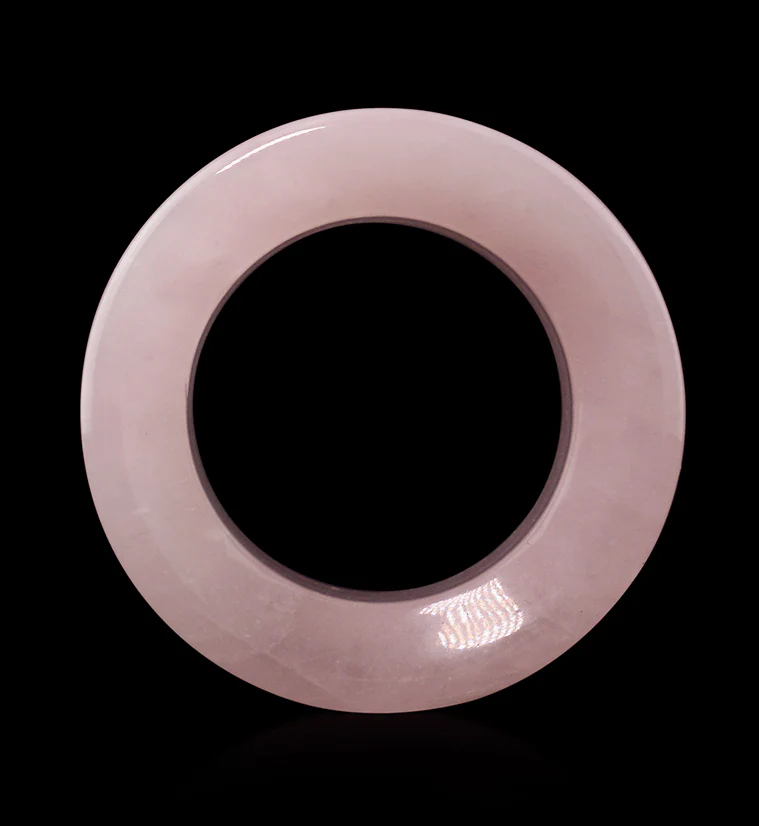 Rose Quartz Stone Double Flare Tunnels - Image 3