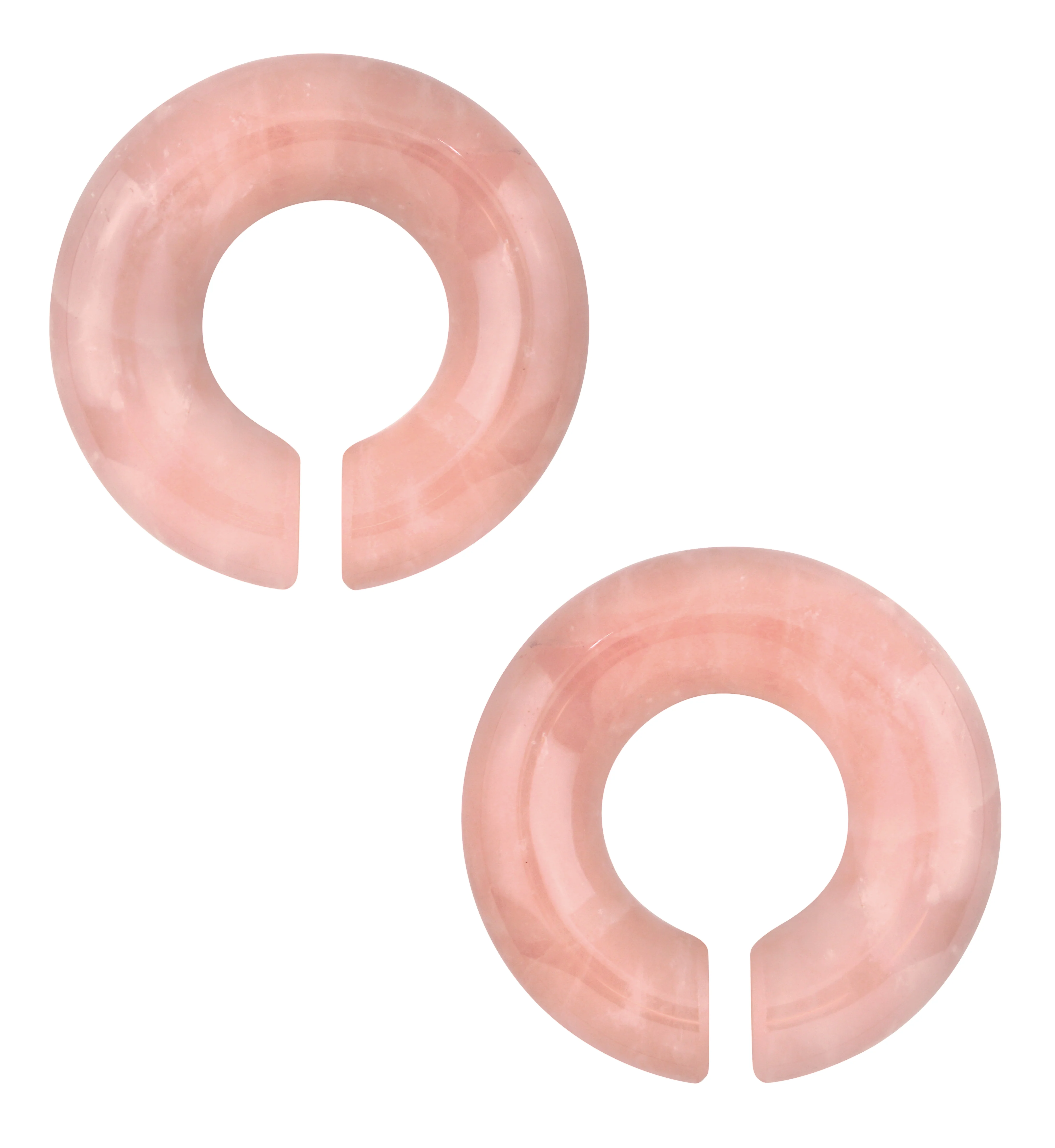 Rose Quartz Stone Hoop Plugs - Image 2