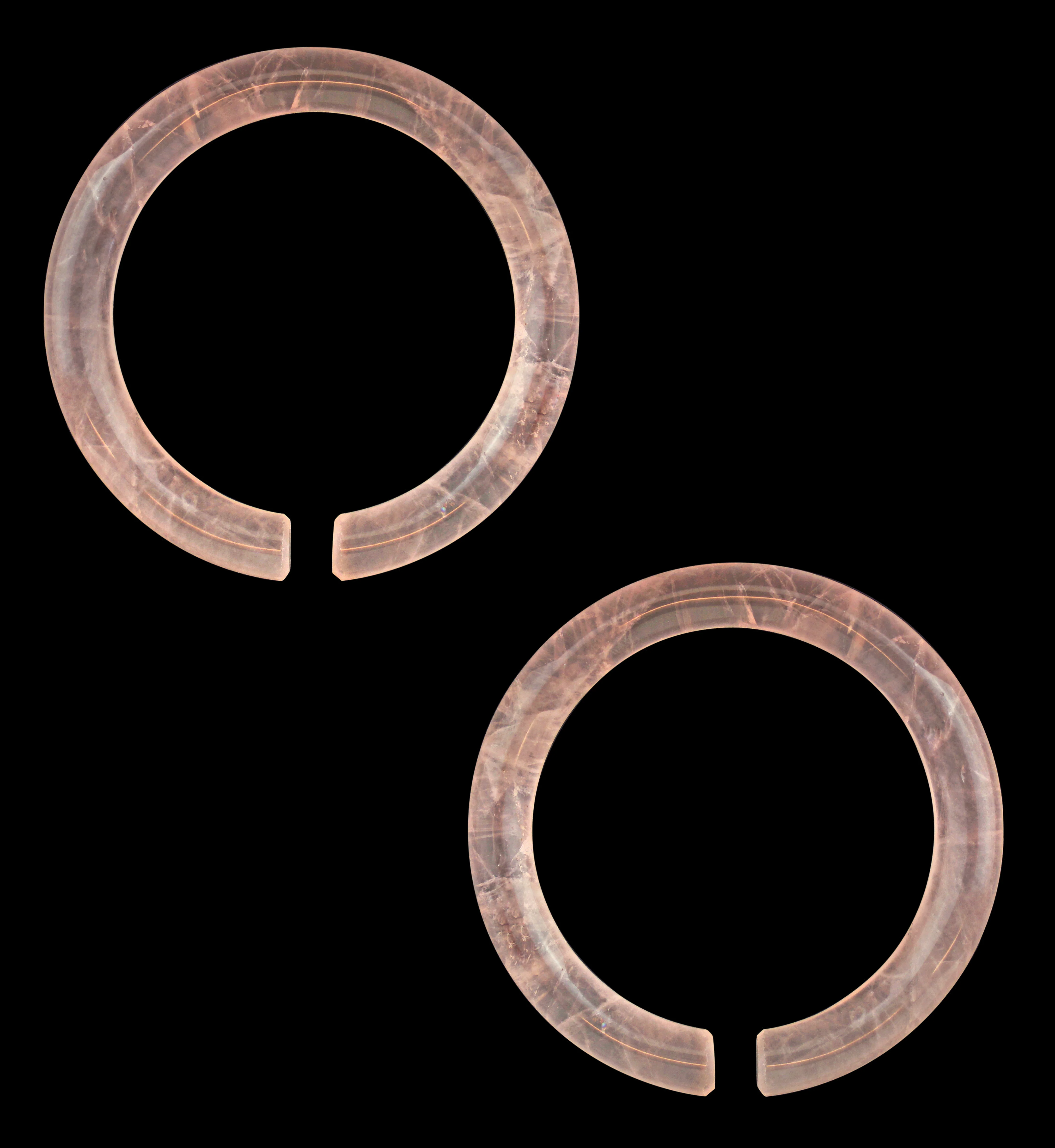 Rose Quartz Stone Hoop Plugs - Image 4