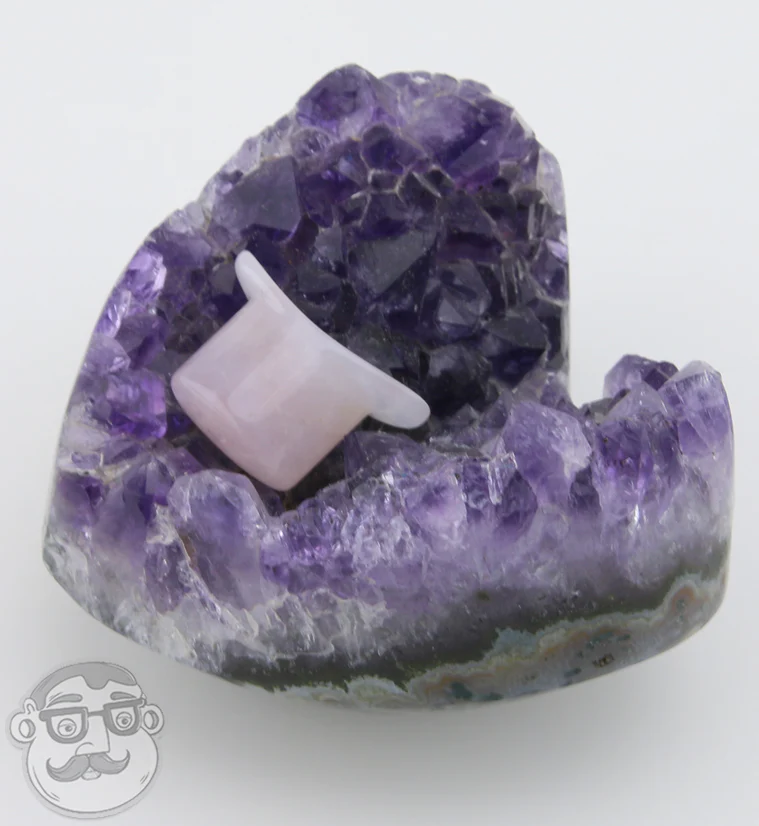 Rose Quartz Stone Oval Labret Plug 1/2" (12mm) - Image 2