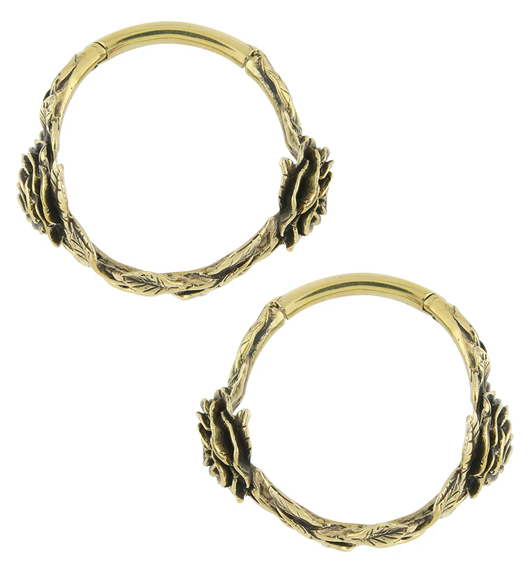 Rosebud Hoop Brass Hinged Ear Weights - Image 3