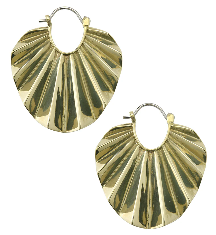 Round Rays Brass Titanium Hangers / Earrings - Image 4