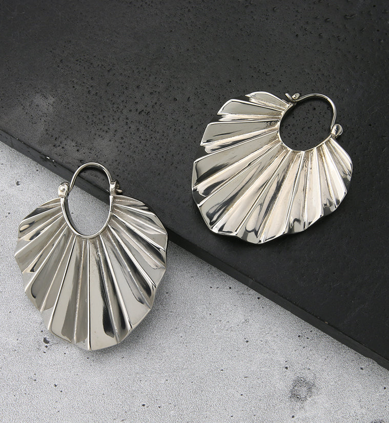 Round Rays White Brass Titanium Hangers / Earrings - Image 2
