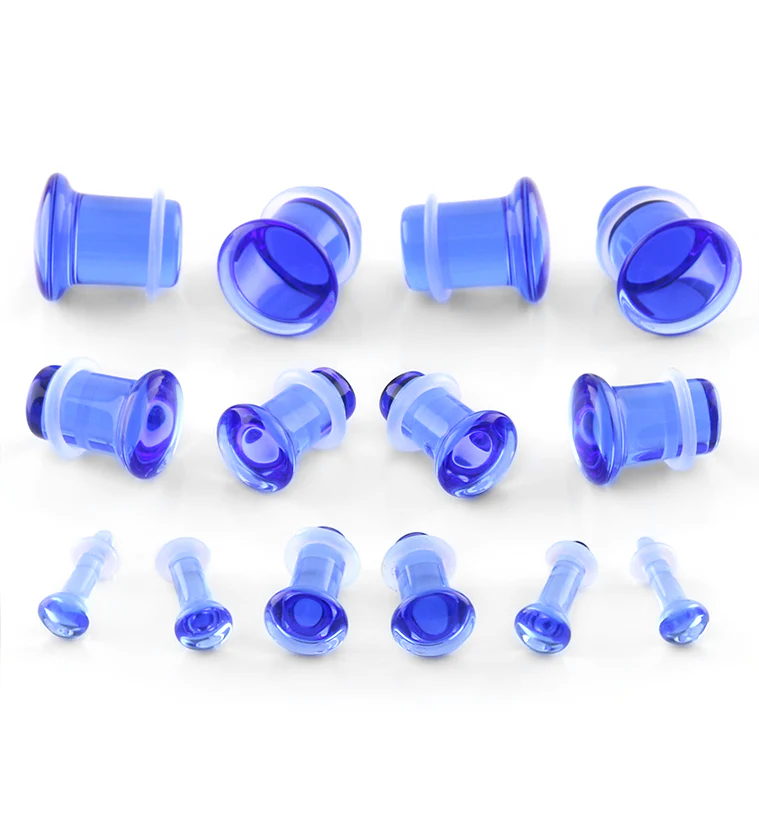 Royal Blue Glass Plugs - Single Flare - Image 2