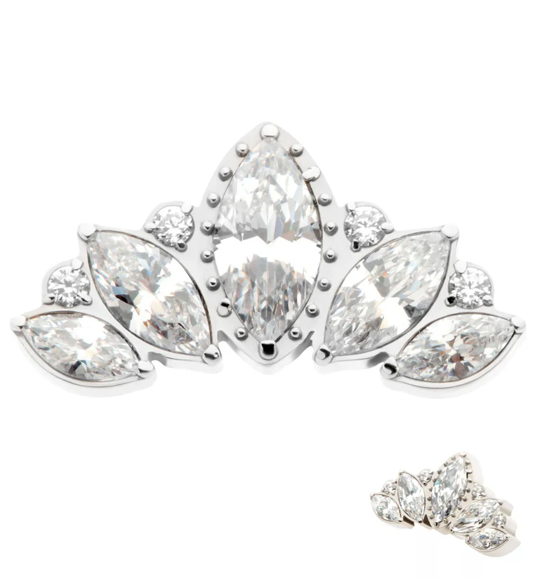 Royal Chaplet Clear CZ Threadless Titanium Top