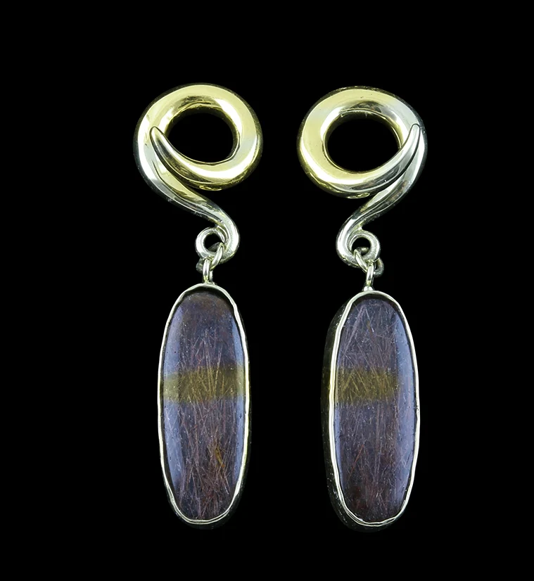 Rutilated Quartz Stone Ear Weights Version 4