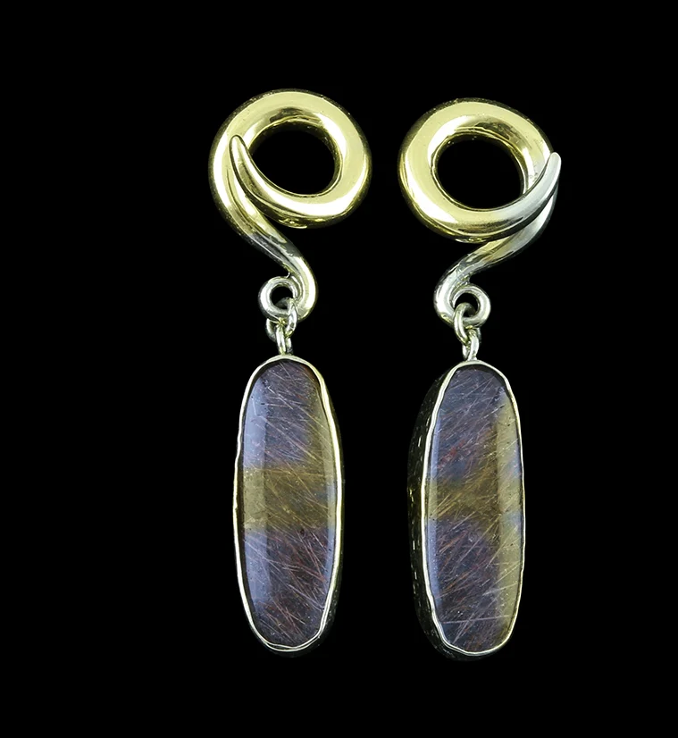 Rutilated Quartz Stone Ear Weights Version 6